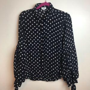 Crown & Ivy polka dot long balloon sleeved blouse